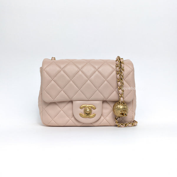 Chanel Pearl Crush Mini Square | Pink Calfskin Brushed Gold Hardware