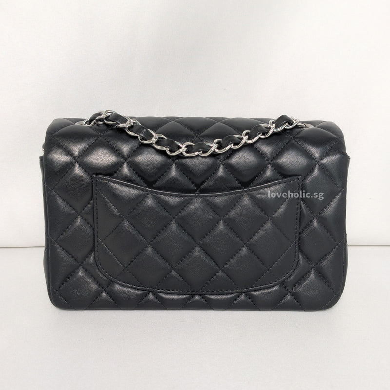 Chanel Classic Flap Mini Rectangle | Black Lambskin Silver Hardware