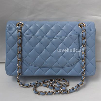 Chanel Classic Flap Medium | 21C Sky Blue Lambskin Light Gold Hardware