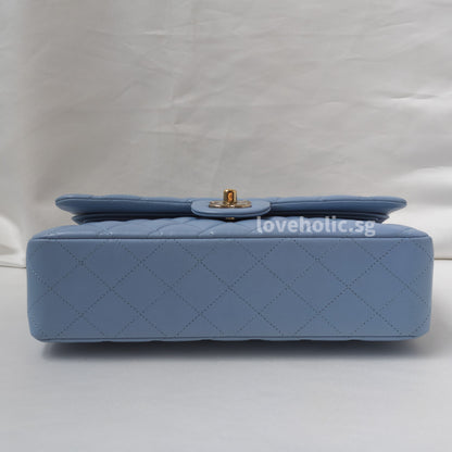 Chanel Classic Flap Medium | 21C Sky Blue Lambskin Light Gold Hardware