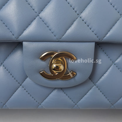 Chanel Classic Flap Medium | 21C Sky Blue Lambskin Light Gold Hardware