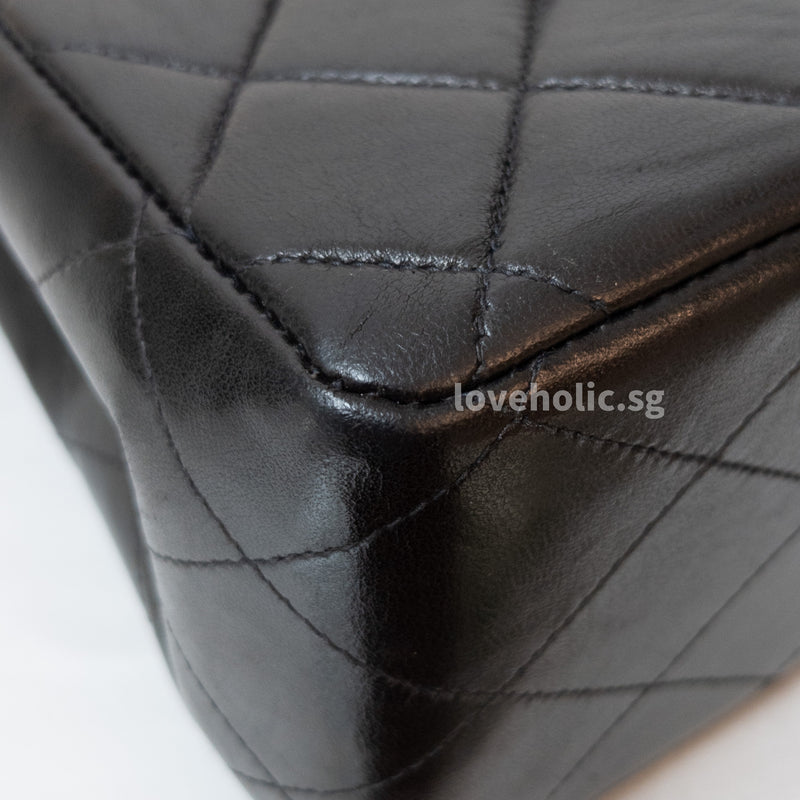 Chanel Vintage Jumbo  | Black Lambskin 24K Gold Hardware
