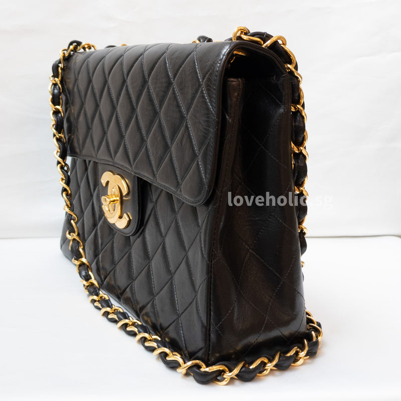 Chanel Vintage Jumbo  | Black Lambskin 24K Gold Hardware