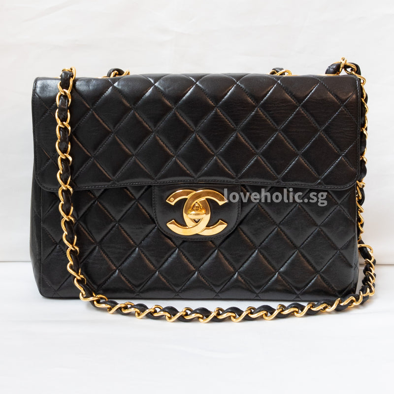Chanel Vintage Jumbo  | Black Lambskin 24K Gold Hardware