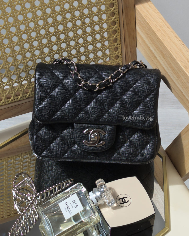 CHANEL CLASSIC FLAP MINI SQUARE | BLACK CAVIAR SILVER HARDWARE