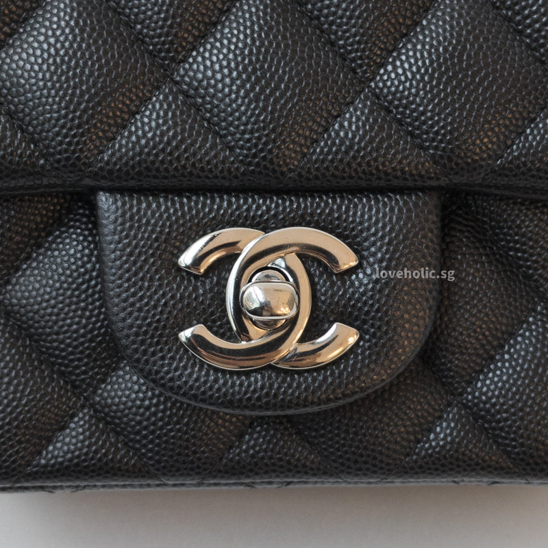 CHANEL CLASSIC FLAP MINI SQUARE | BLACK CAVIAR SILVER HARDWARE