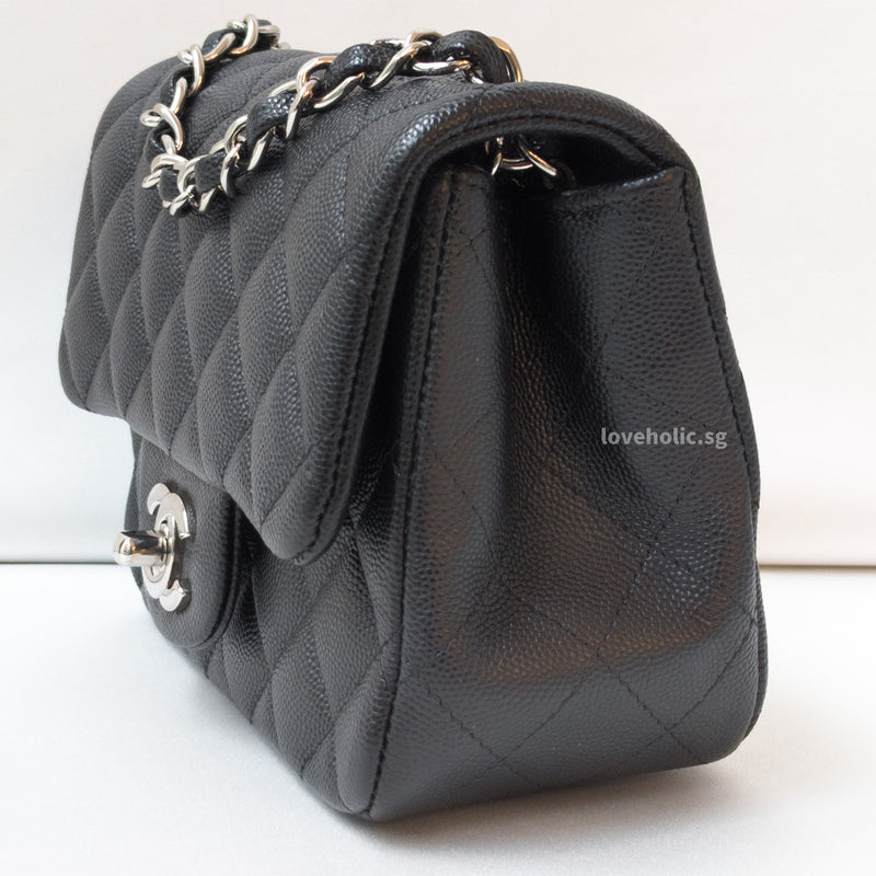 CHANEL CLASSIC FLAP MINI SQUARE | BLACK CAVIAR SILVER HARDWARE