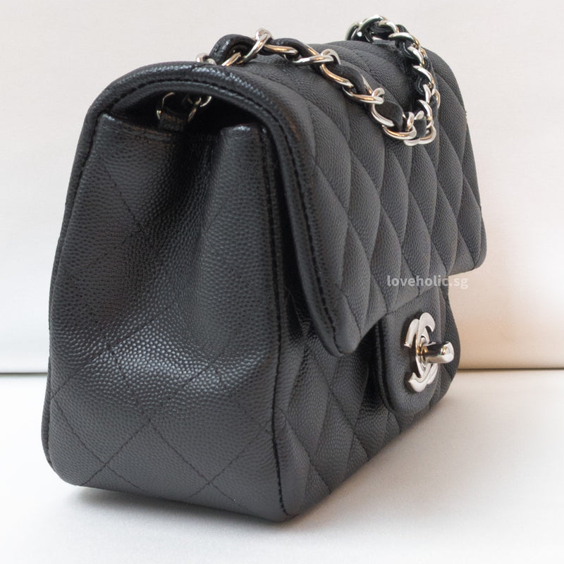 CHANEL CLASSIC FLAP MINI SQUARE | BLACK CAVIAR SILVER HARDWARE