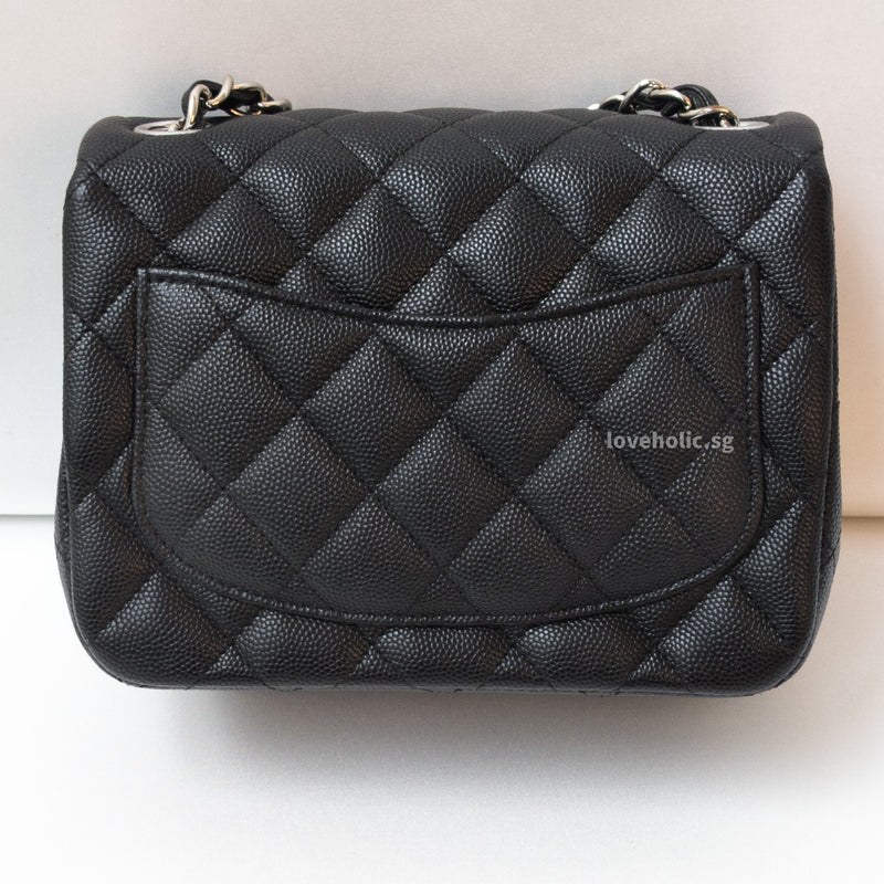 CHANEL CLASSIC FLAP MINI SQUARE | BLACK CAVIAR SILVER HARDWARE