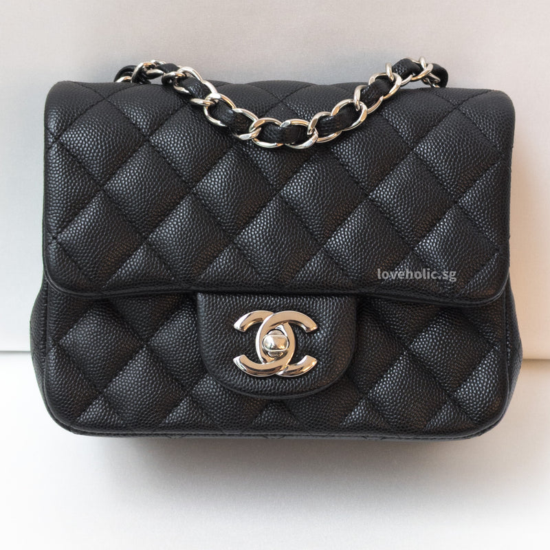 CHANEL CLASSIC FLAP MINI SQUARE | BLACK CAVIAR SILVER HARDWARE