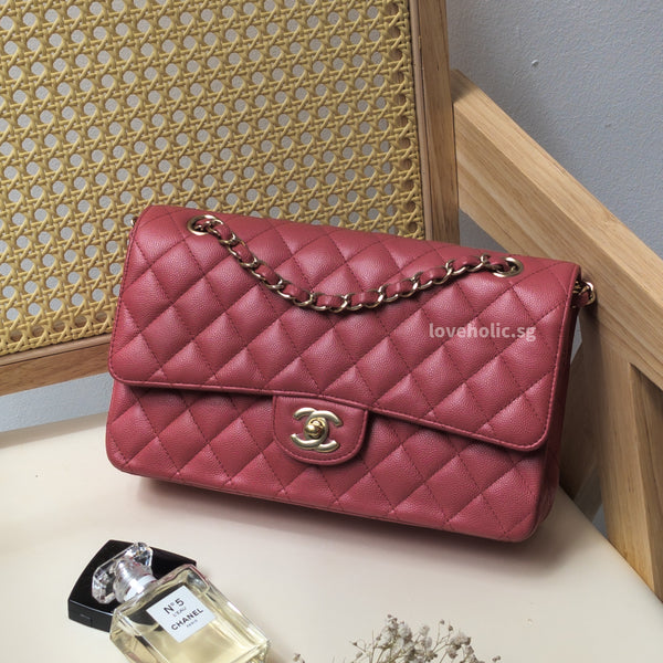Chanel Classic Flap Medium  17C Dark Pink Caviar Gold Hardware – loveholic