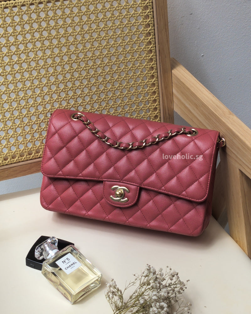 Chanel Quilted Caviar MediumLarge Classic Flap Pink  THE PURSE AFFAIR