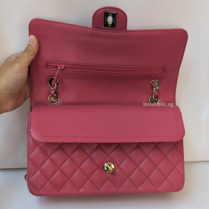 Chanel Classic Flap Medium | 17C Dark Pink Caviar Gold Hardware