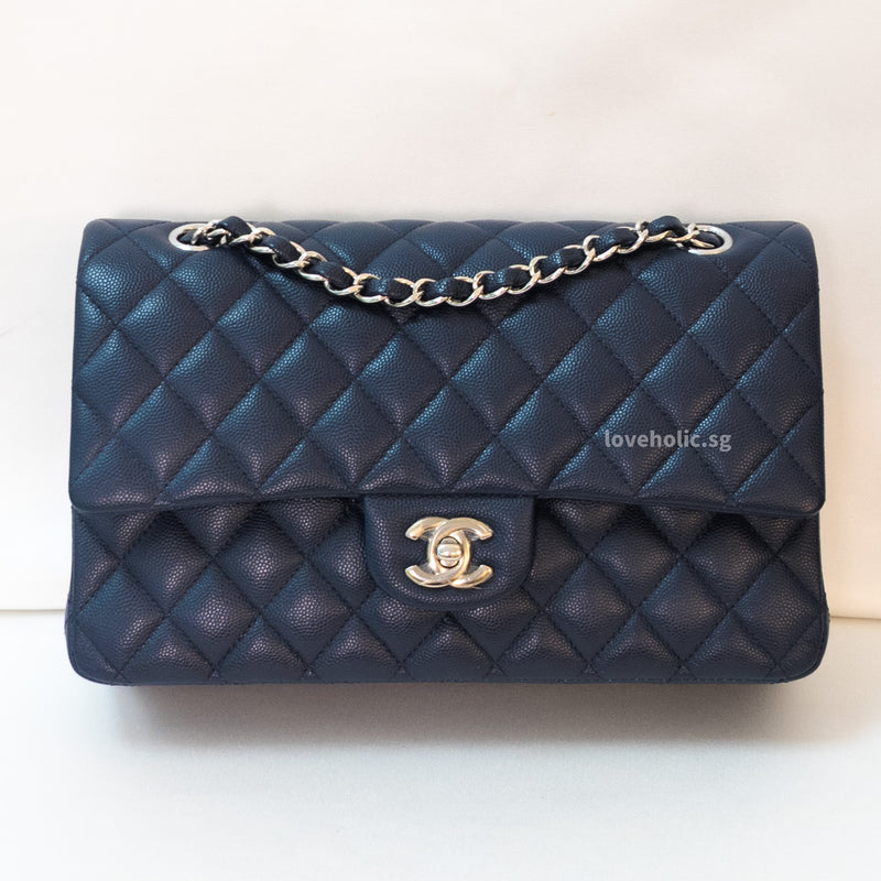 Chanel Classic Flap Medium | 17B Midnight Blue  Caviar Silver Hardware