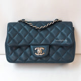 Chanel Classic Flap Mini Rectangle | 15C Pearly Blue Caviar Silver Hardware