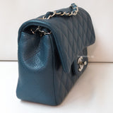 Chanel Classic Flap Mini Rectangle | 15C Pearly Blue Caviar Silver Hardware