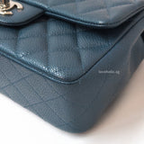 Chanel Classic Flap Mini Rectangle | 15C Pearly Blue Caviar Silver Hardware