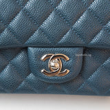 Chanel Classic Flap Mini Rectangle | 15C Pearly Blue Caviar Silver Hardware