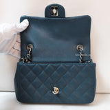 Chanel Classic Flap Mini Rectangle | 15C Pearly Blue Caviar Silver Hardware