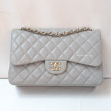 Chanel Classic Flap Jumbo | 21A Light Grey Caviar Gold Hardware