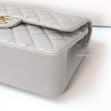 Chanel Classic Flap Jumbo | 21A Light Grey Caviar Gold Hardware