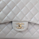 Chanel Classic Flap Jumbo | 21A Light Grey Caviar Gold Hardware