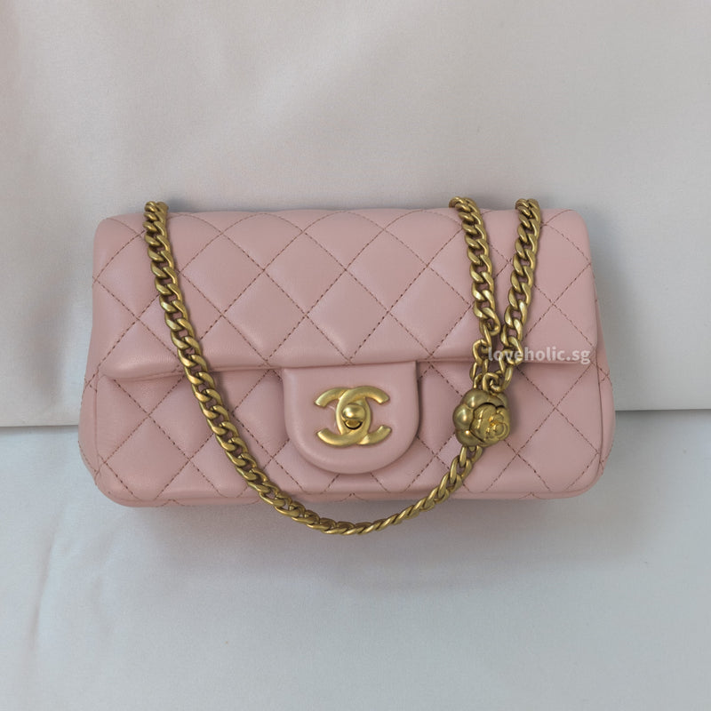 CHANEL 22S Pink Lamb Skin Rectangular Pearl Crush Vanity Gold Hardware –  AYAINLOVE CURATED LUXURIES
