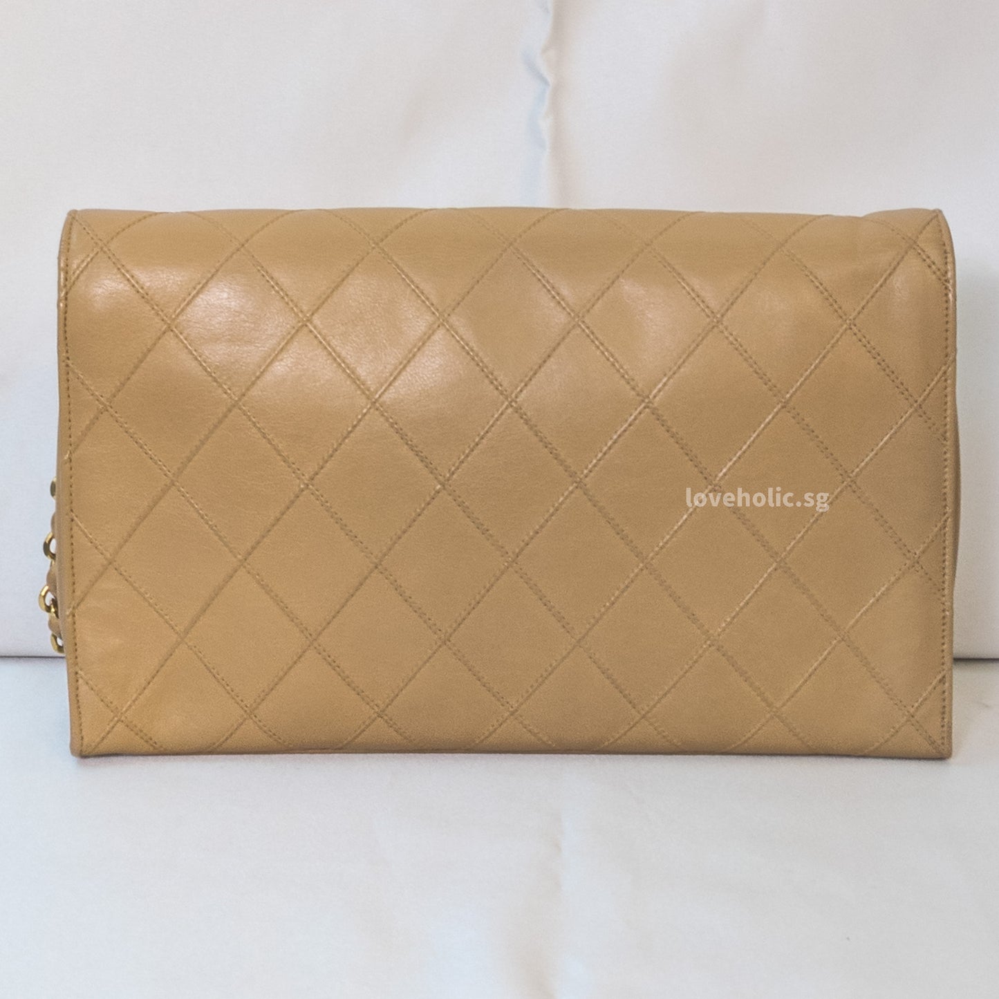 Vintage Flap Bag Beige Lambskin Gold Hardware