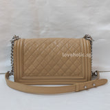 Chanel Boy Old Medium | Beige Caviar Silver Hardware