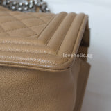 Chanel Boy Old Medium | Beige Caviar Silver Hardware