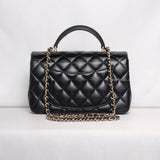 Chanel Mini Rectangle with Top Handle  | Black Lambskin Light Gold Hardware