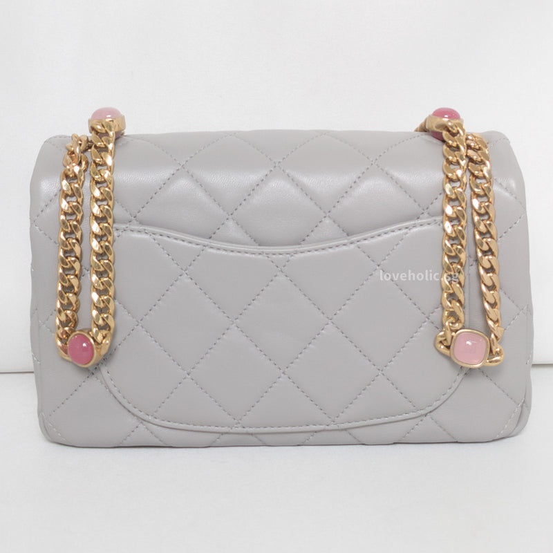 Chanel Mini Flap Jewels on Chain | 22B Grey Lambskin Gold Hardware