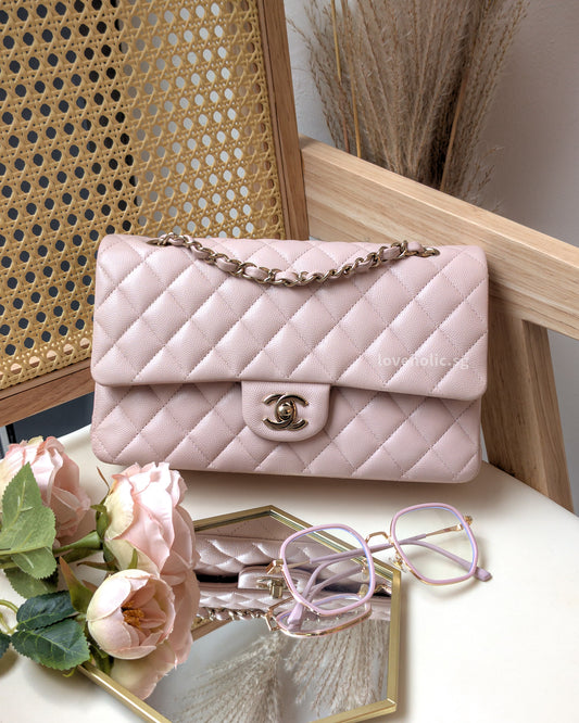 Chanel Classic Flap Medium | 21C Rose Claire Pink Caviar Light Gold Hardware