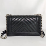 Chanel Boy Chervon Old Medium | Black Caviar Silver Hardware