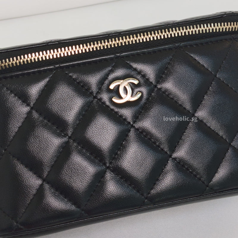 Chanel Vanity Bag with Chain  | Black Lambskin Light Gold Hardware