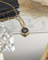 Dior Vintage Necklace  | Black Rhinestone Pendant  Gold Hardware