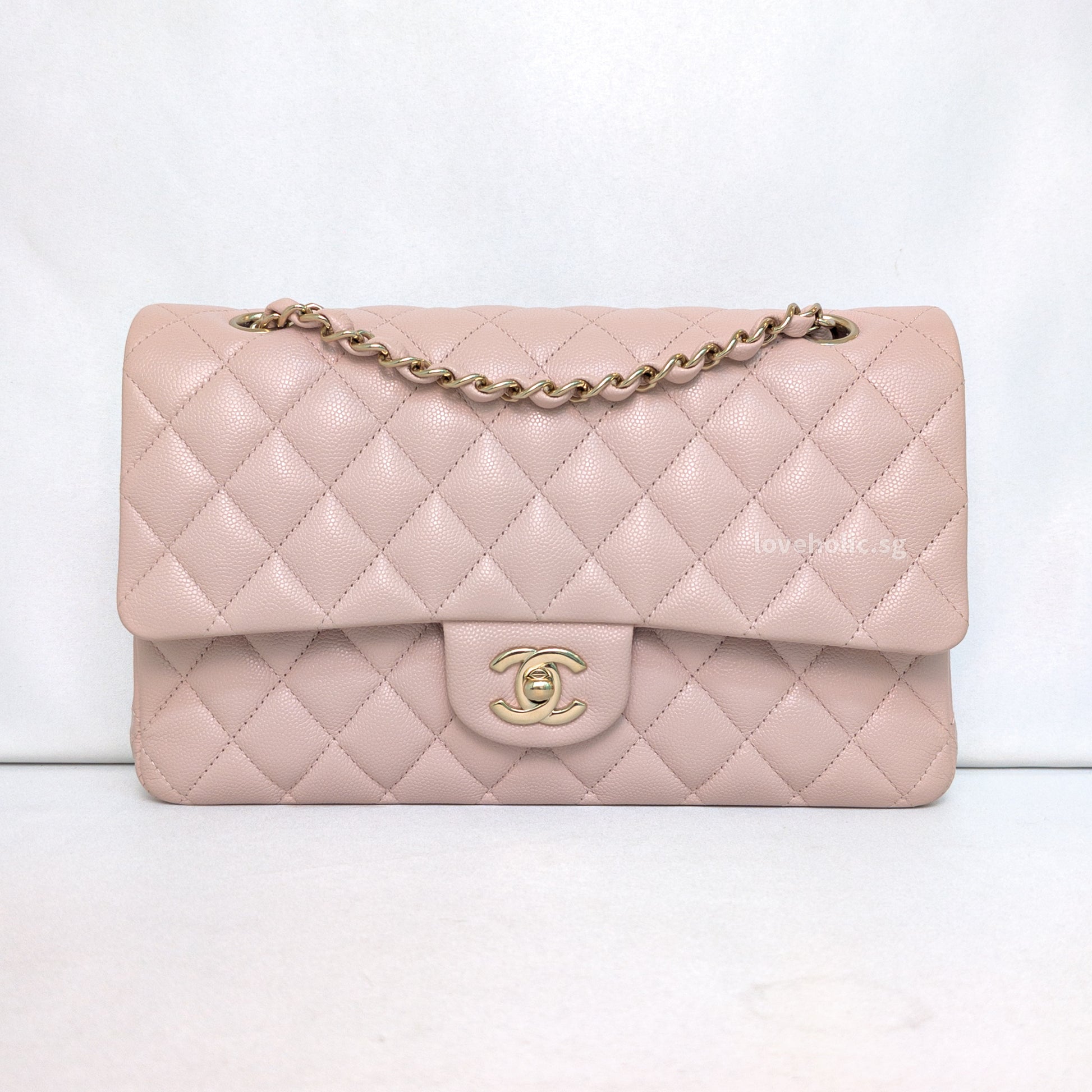 Chanel Classic Flap Medium 21C Rose Claire Pink Caviar Light